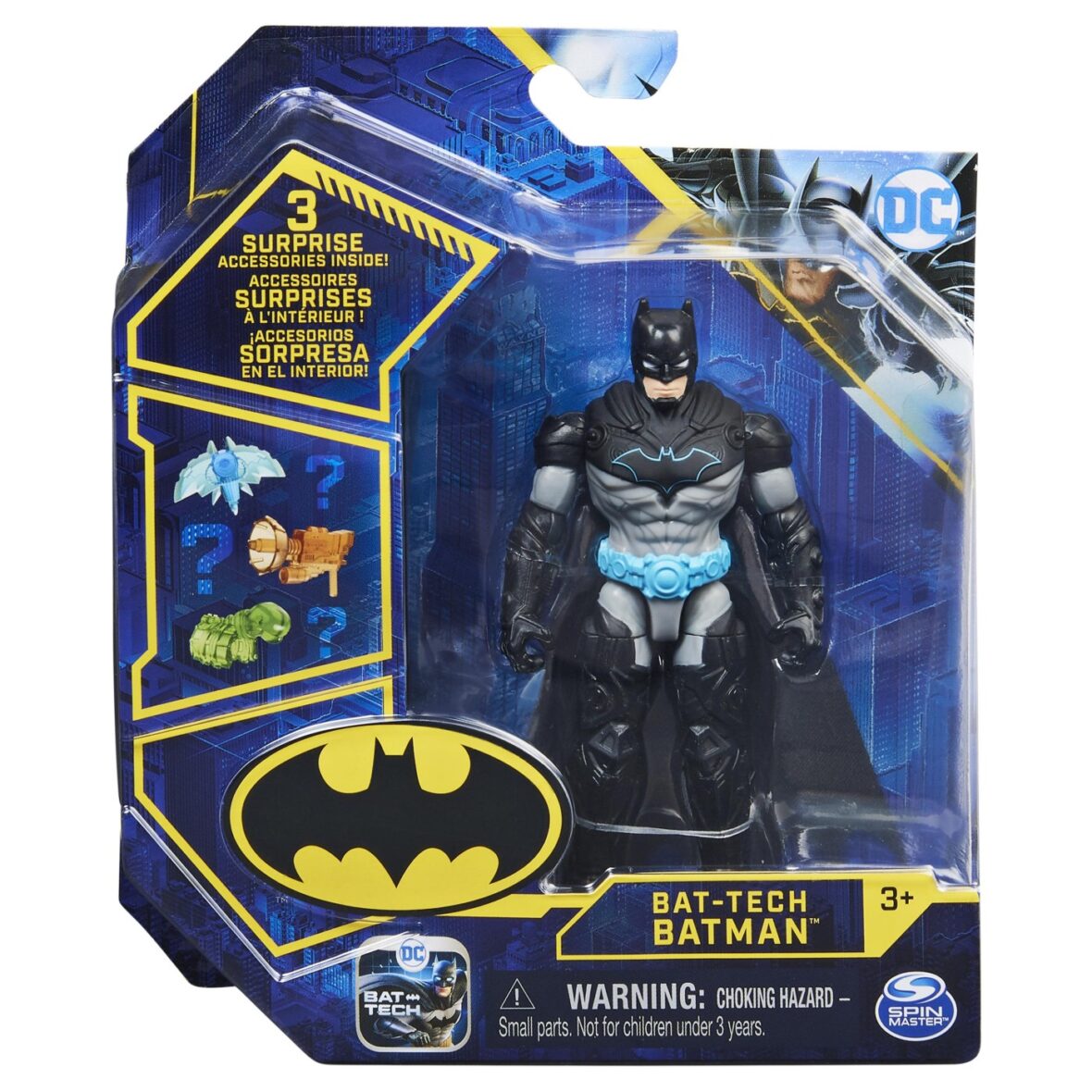 Figurina Bat-tech Batman Articulata 10cm Cu 3 Accesorii Surpriza