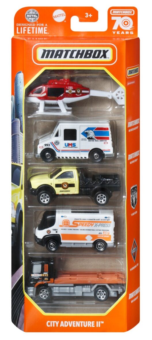 Matchbox Set 5 Masinute Metalice City Adventure Ii Scara 1:64