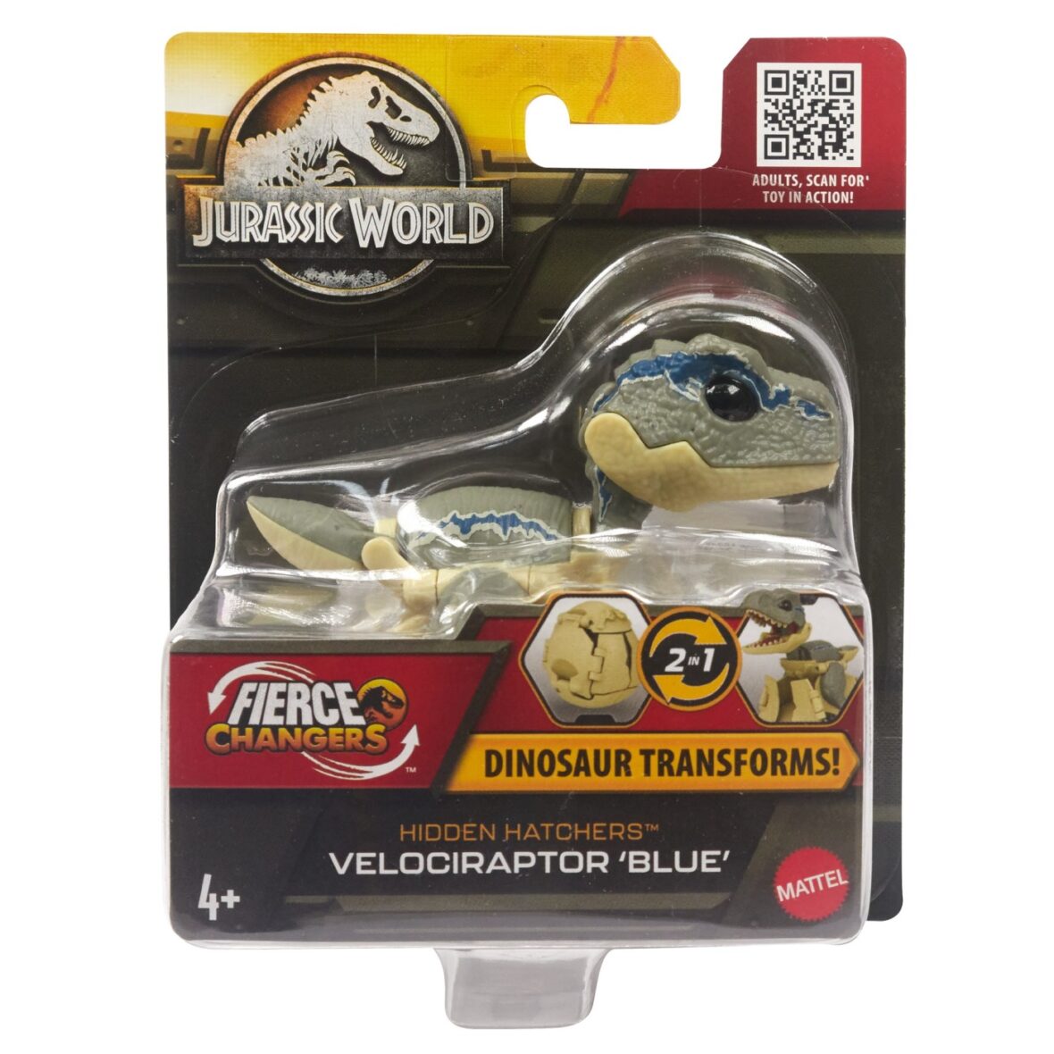 Jurassic World Fierce Changers Hidden Hatchers Dinozaur Transformabil Velociraptor Blue