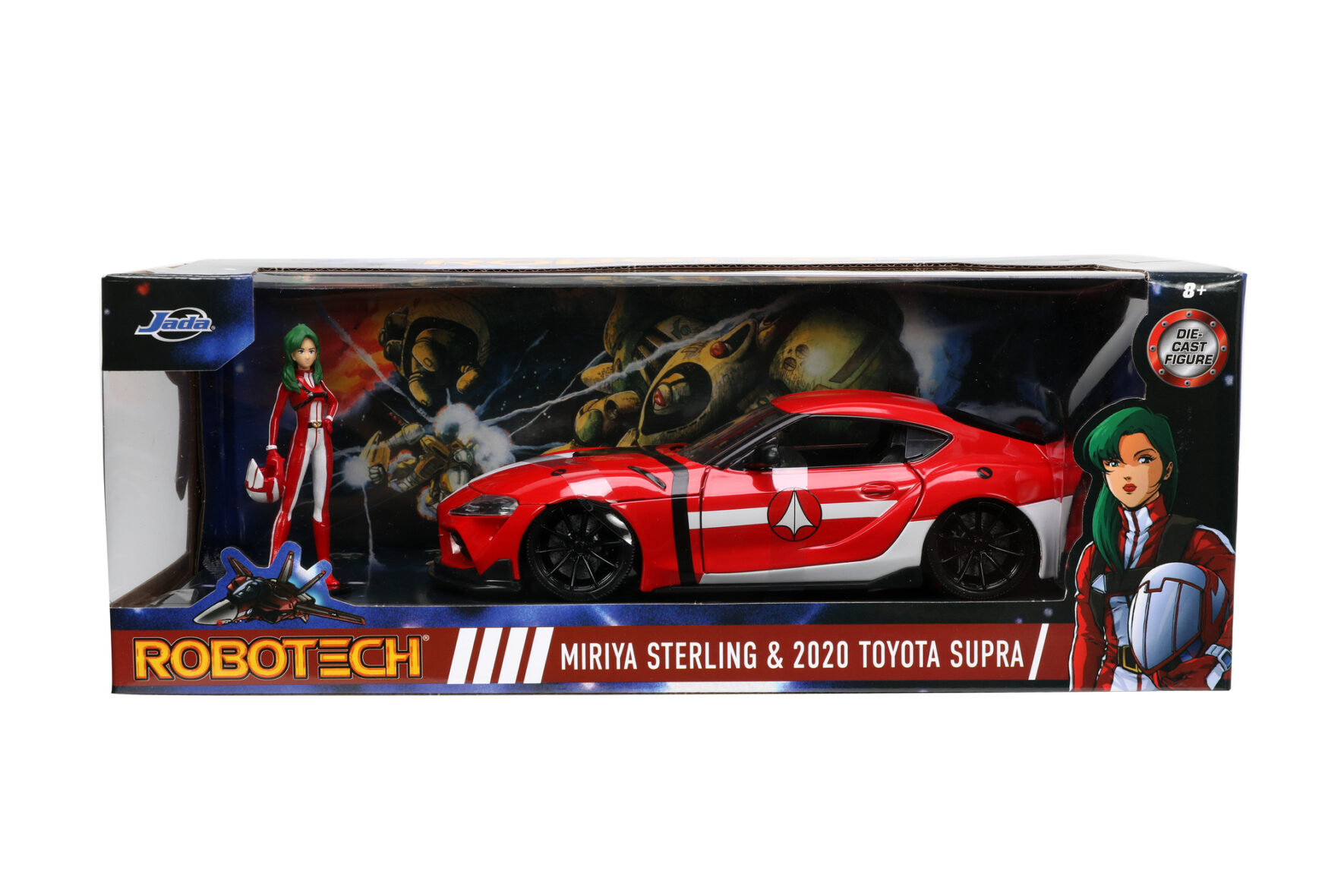 Jada Robotech Set Masinuta Metalica Si Figurina Mirya Sterling Si Toyota Supra Scara 1:24