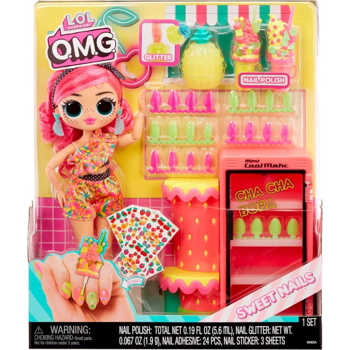 L.o.l. Surprise! Omg Sweet Nails Pinky Pops Fruit Shop Set Papusa Cu Accesorii