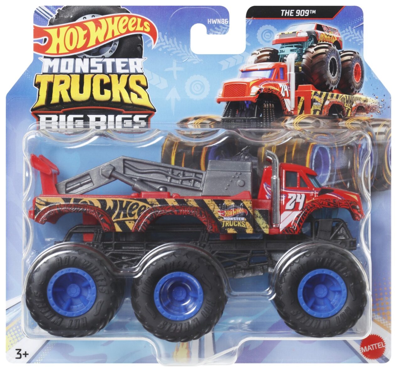 Hot Wheels Monster Truck Big Rigs Masinuta Metalica Cu 6 Roti The 909 Scara 1:64