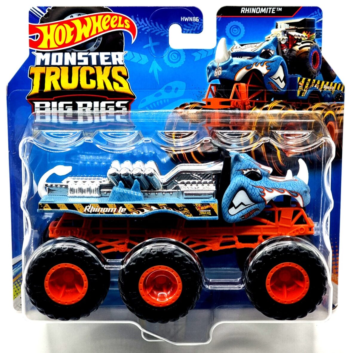 Hot Wheels Monster Truck Big Rigs Masinuta Metalica Cu 6 Roti Rhinomite Scara 1:64