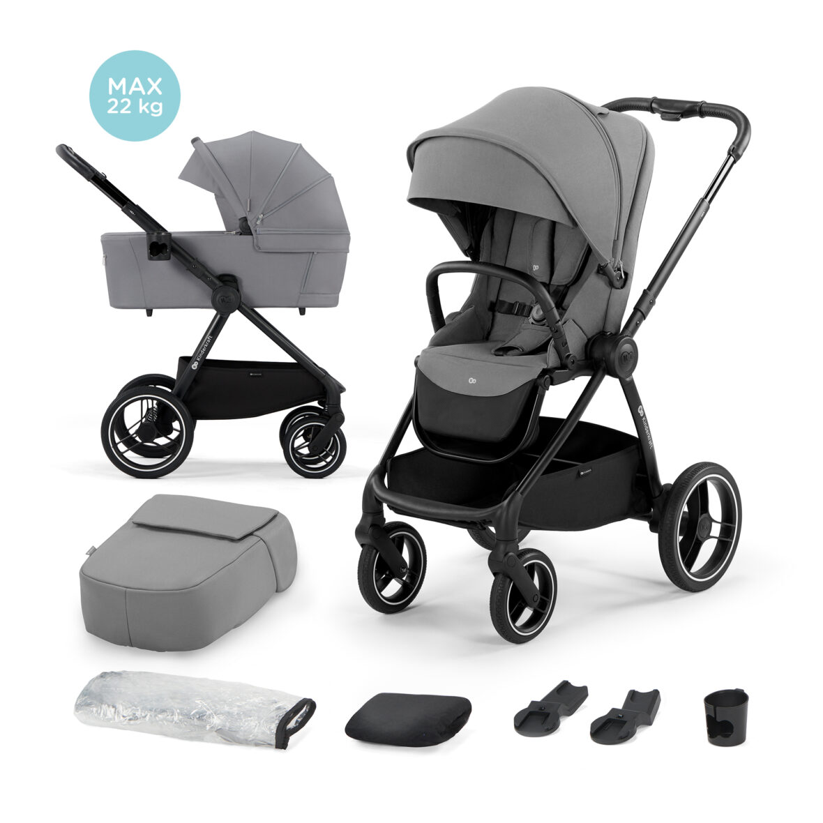 Carucior Kinderkraft Nea, 2 In 1, Platinum Grey