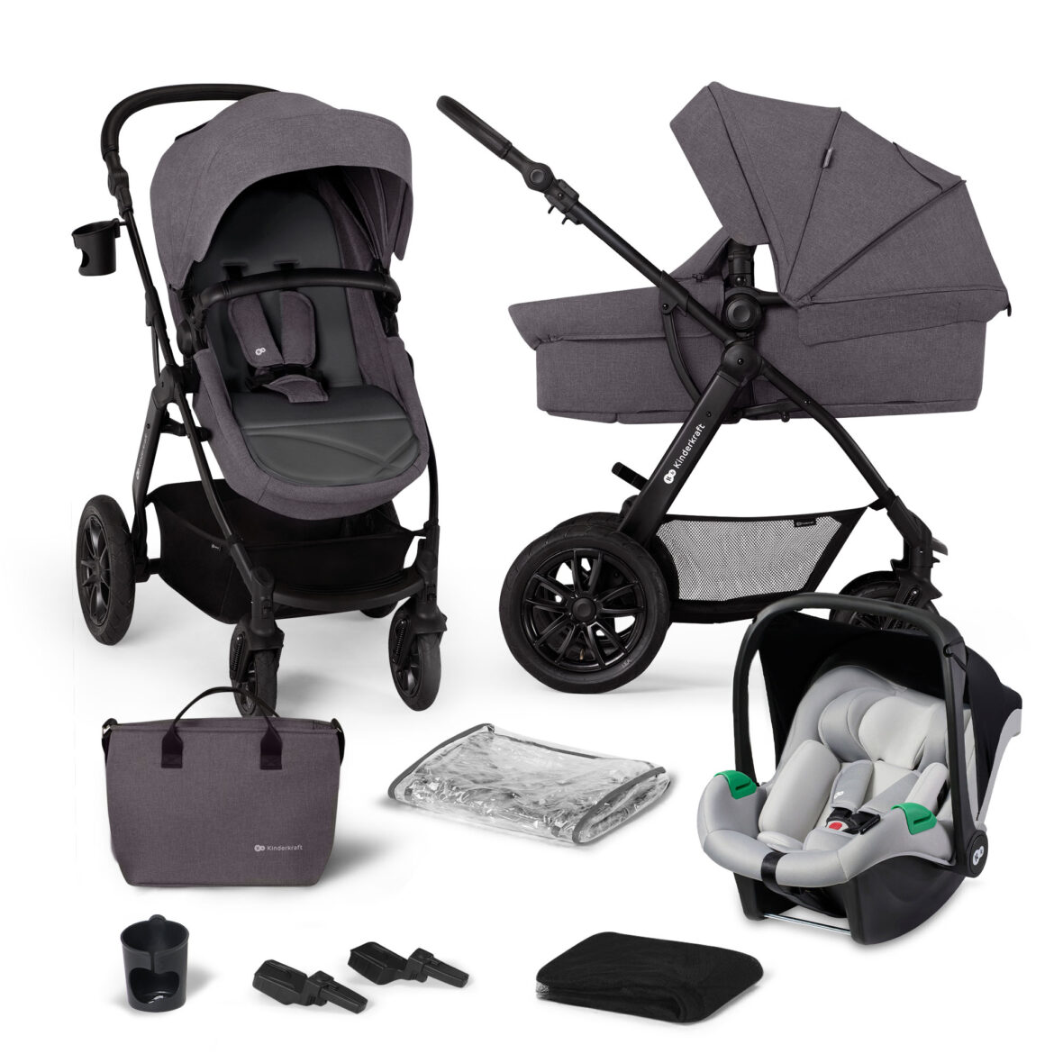 Carucior Multifunctional Kinderkraft Xmoov, 3 In 1, Dark Grey