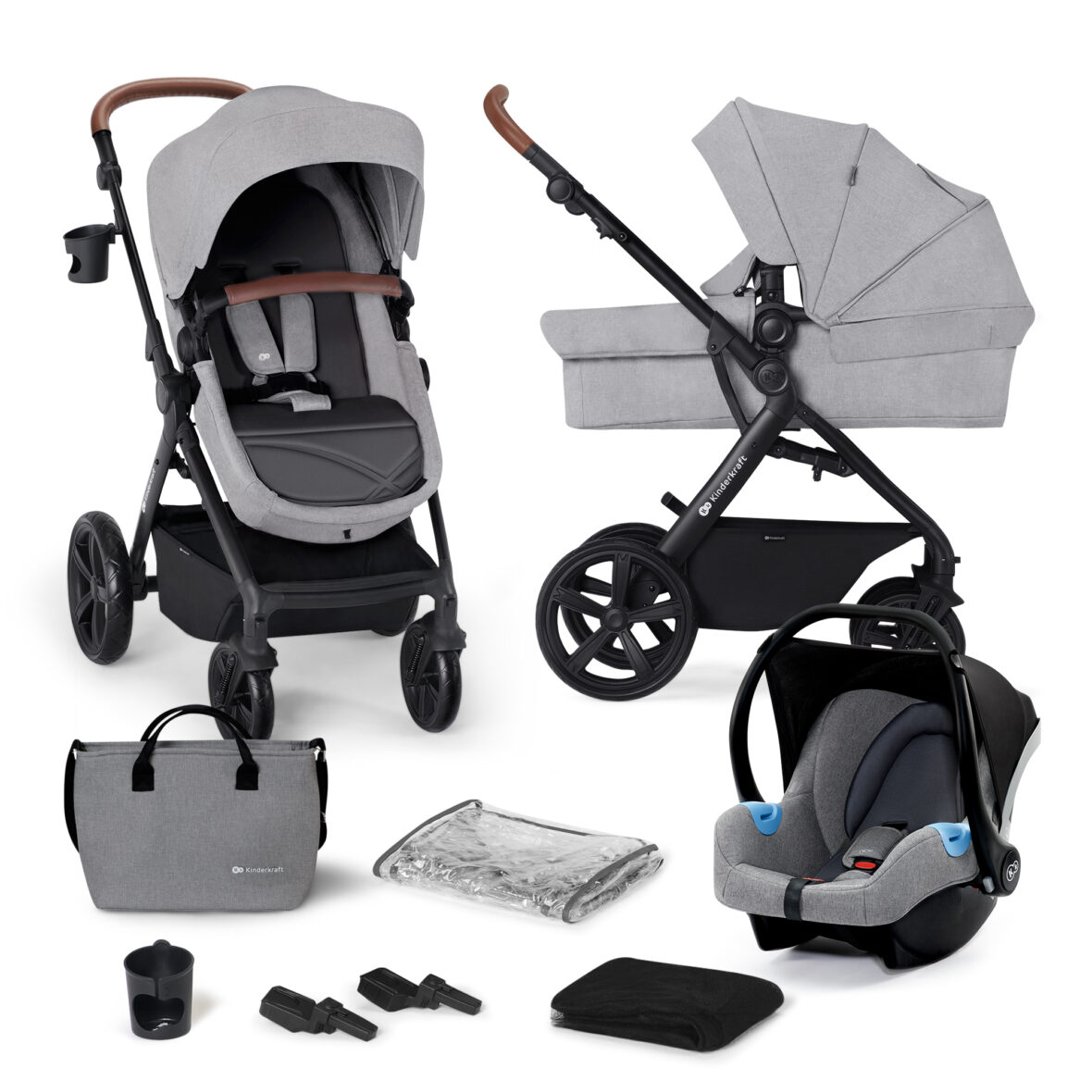 Carucior 3 In 1 Kinderkraft A-tour, Light Grey