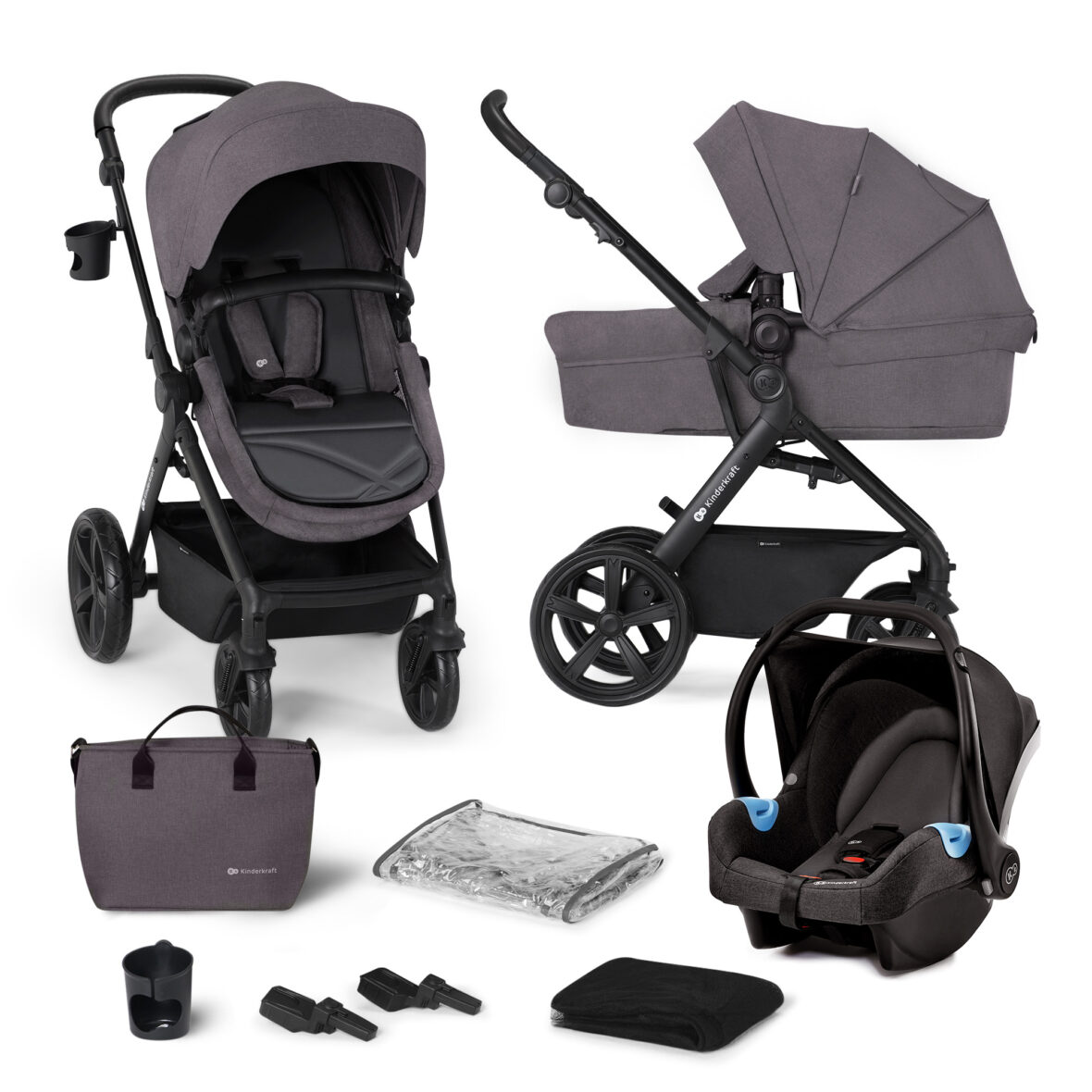 Carucior 3 In 1 Kinderkraft A-tour, Dark Grey