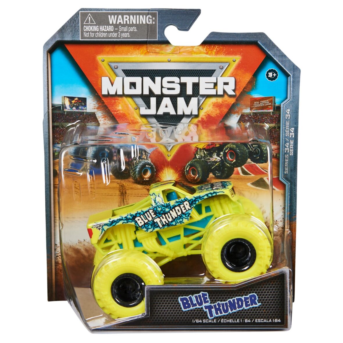 Monster Jam Masinuta Metalica Blue Thunder Scara 1 La 64