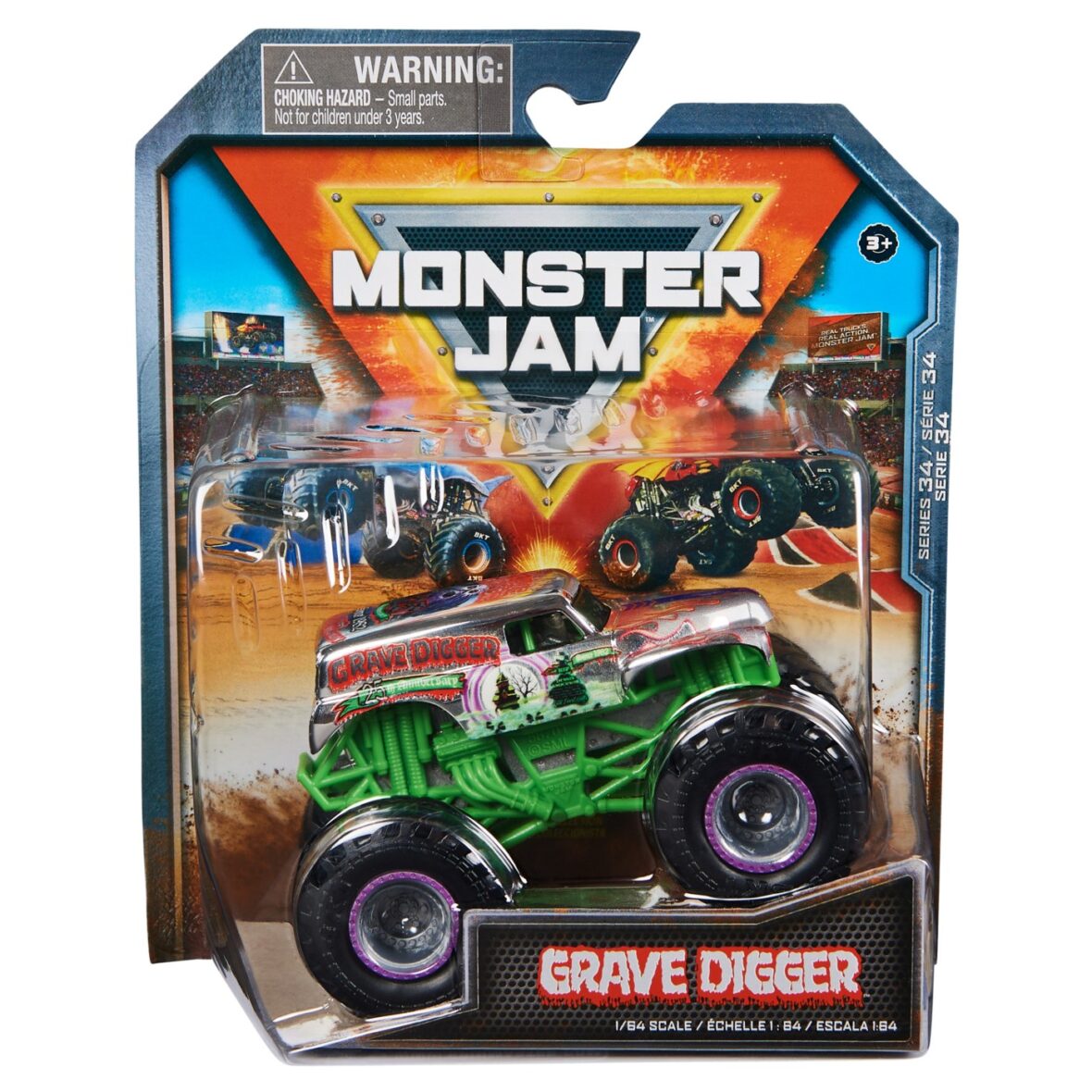 Monster Jam Masinuta Metalica Grave Digger Scara 1 La 64