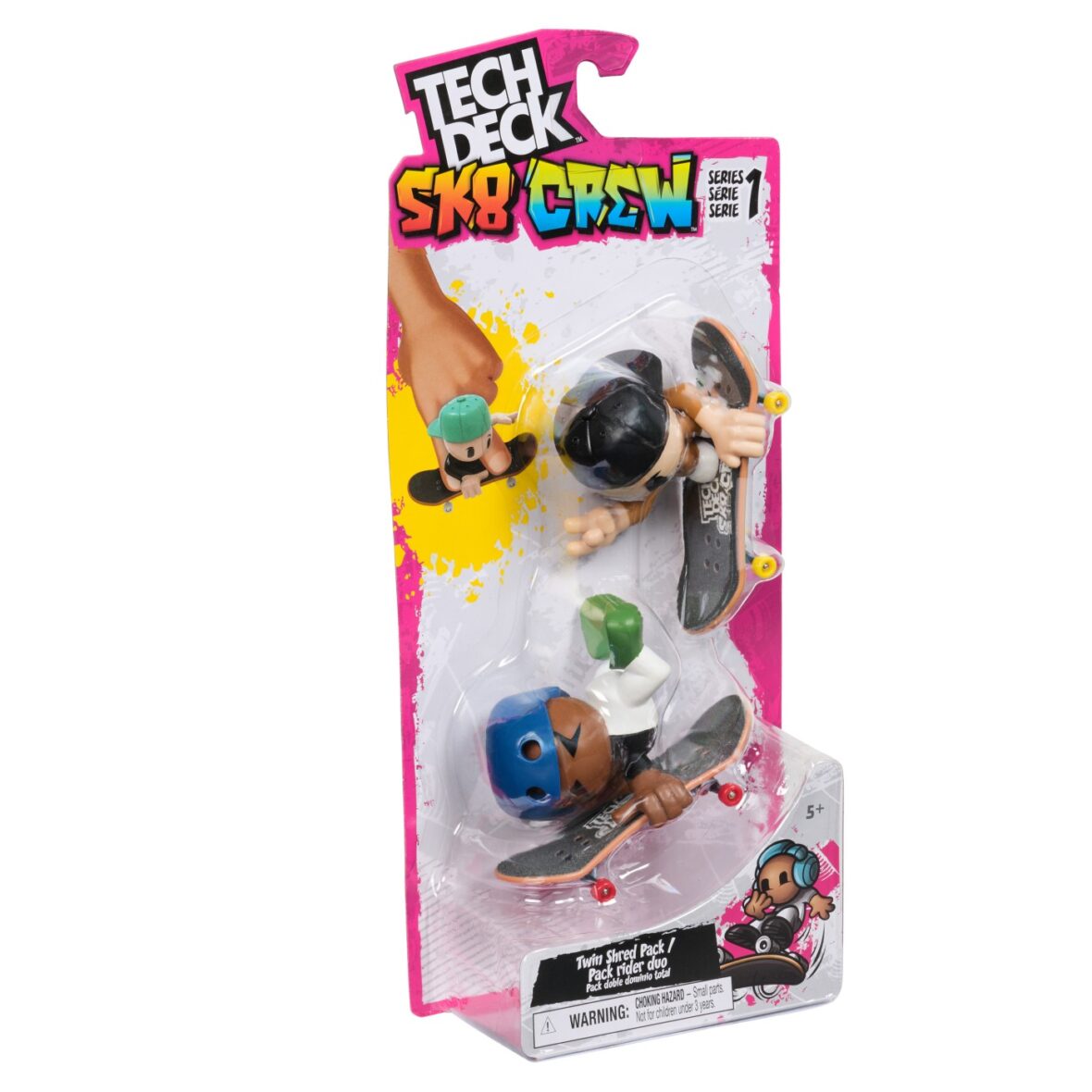 Tech Dech Sk8 Crew Pachet 2 Seturi Placa Si Figurina 9.6cm Sapca Neagra Si Casca Albastra