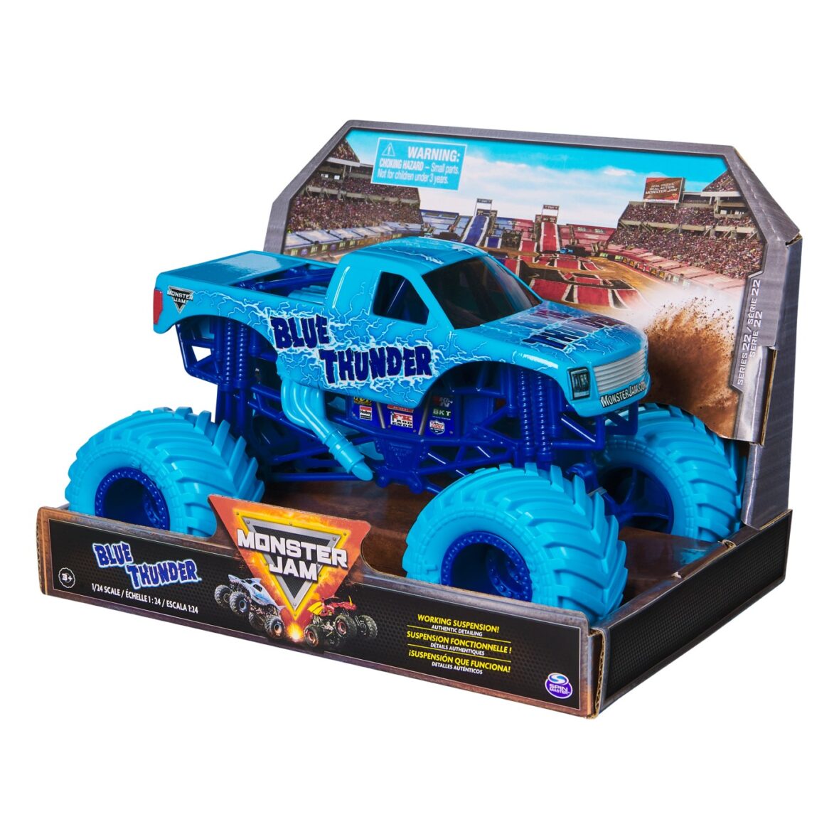 Monster Jam Masinuta Metalica Blue Thunder Scara 1:24