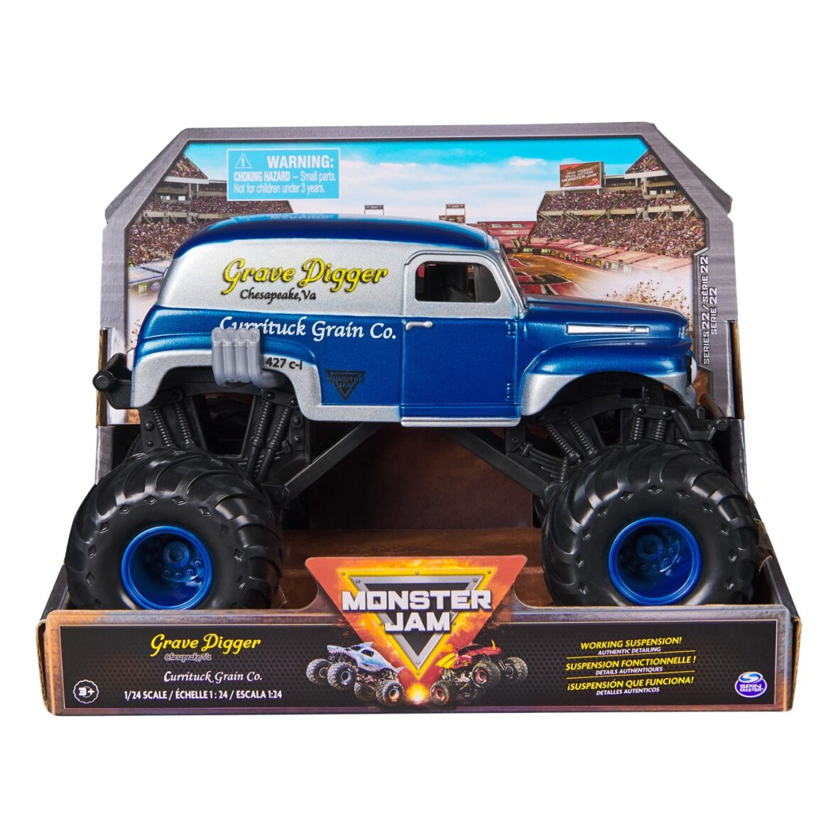 Monster Jam Masinuta Metalica Grave Digger Scara 1:24