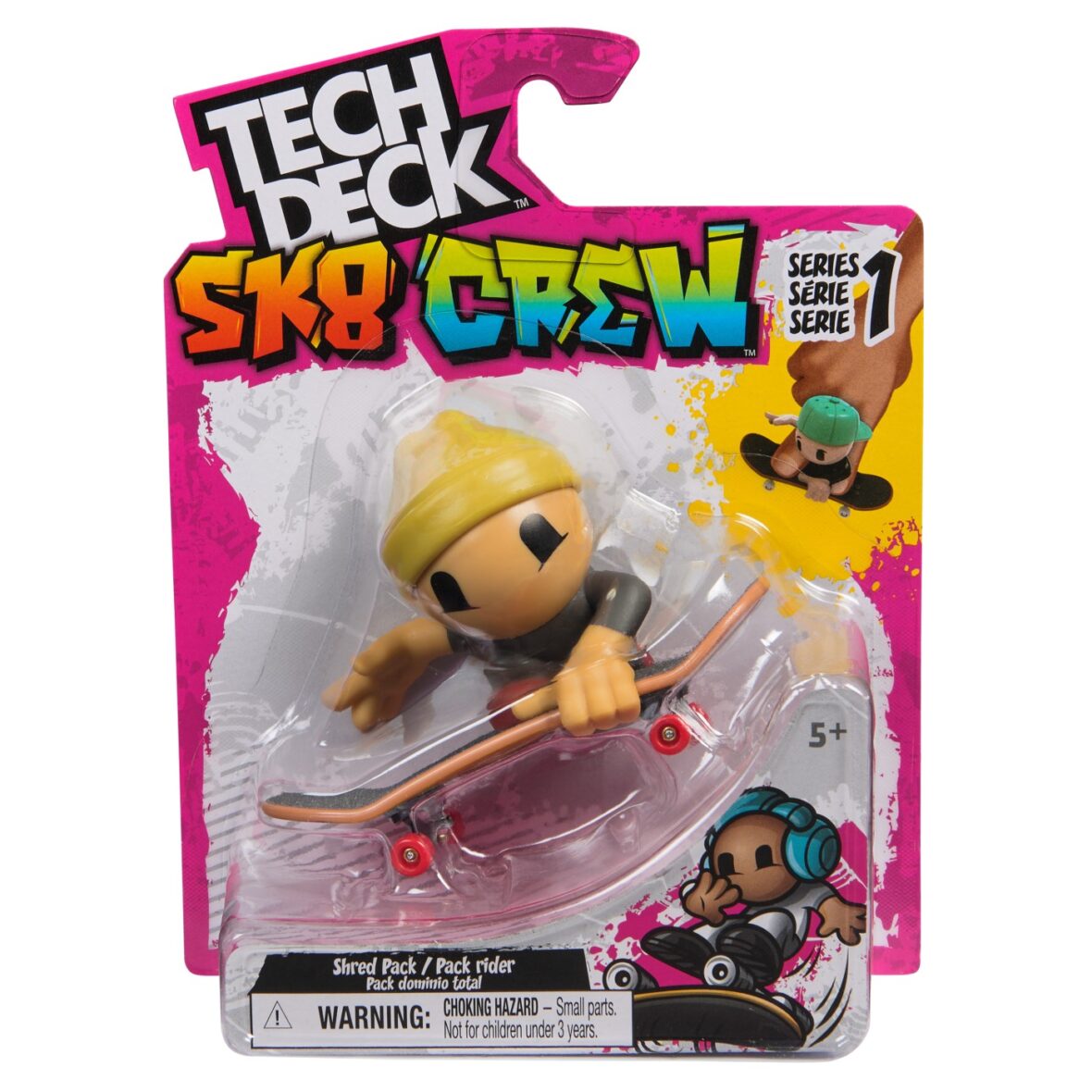 Tech Dech Sk8 Crew Pachet Placa Si Figurina 9.6cm Casca Galbena