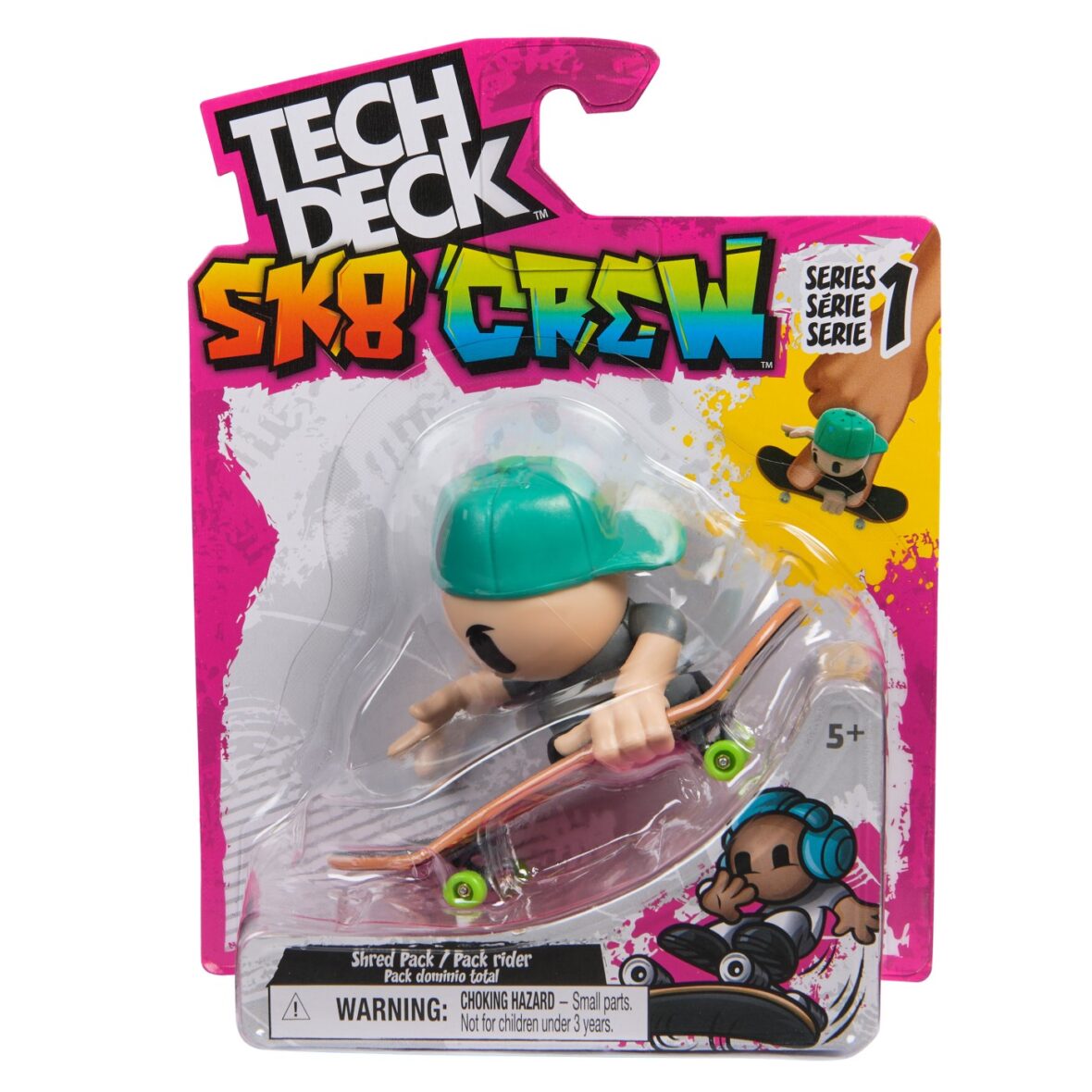 Tech Dech Sk8 Crew Pachet Placa Si Figurina 9.6cm Sapca Verde