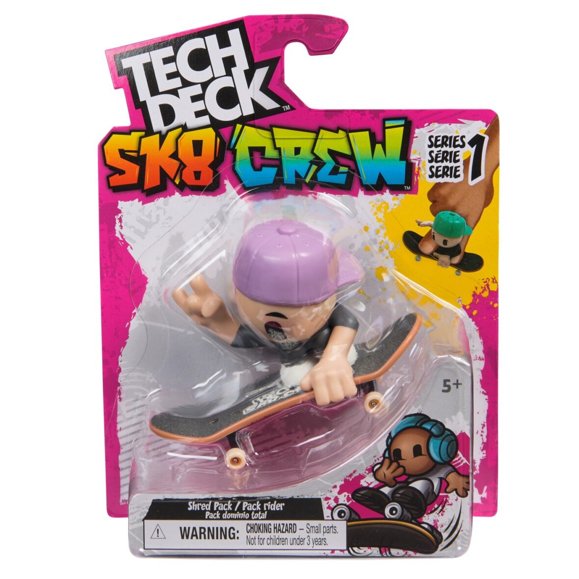 Tech Dech Sk8 Crew Pachet Placa Si Figurina 9.6cm Sapca Mov