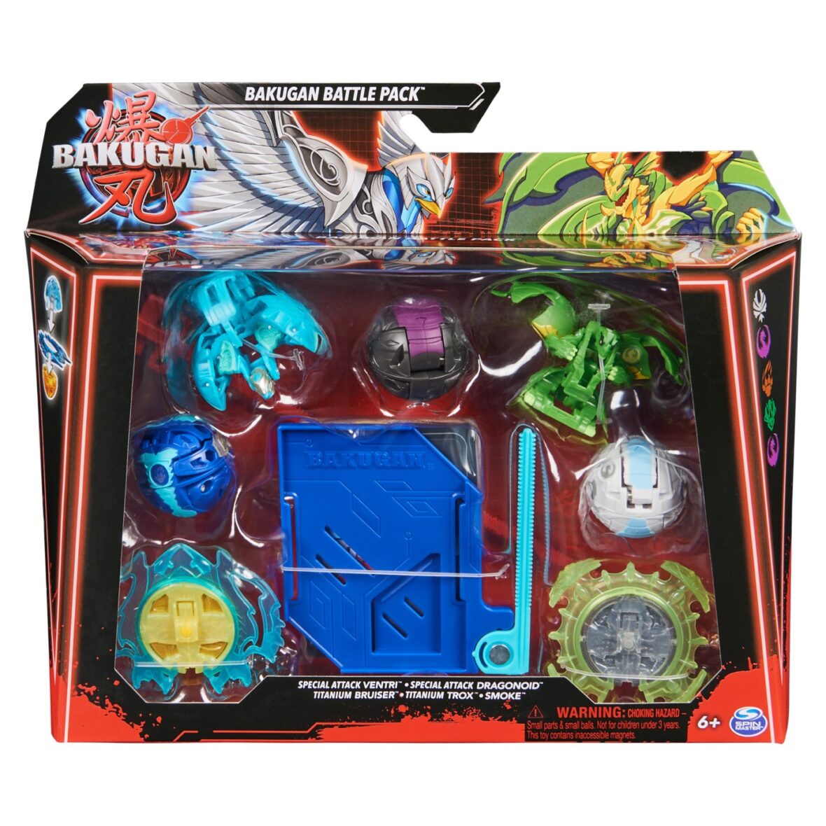 Bakugan Set De Lupta Special Attack Ventri, Special Attack Dragonoid Titanium Bruiser, Titanium Trox Si Smoke