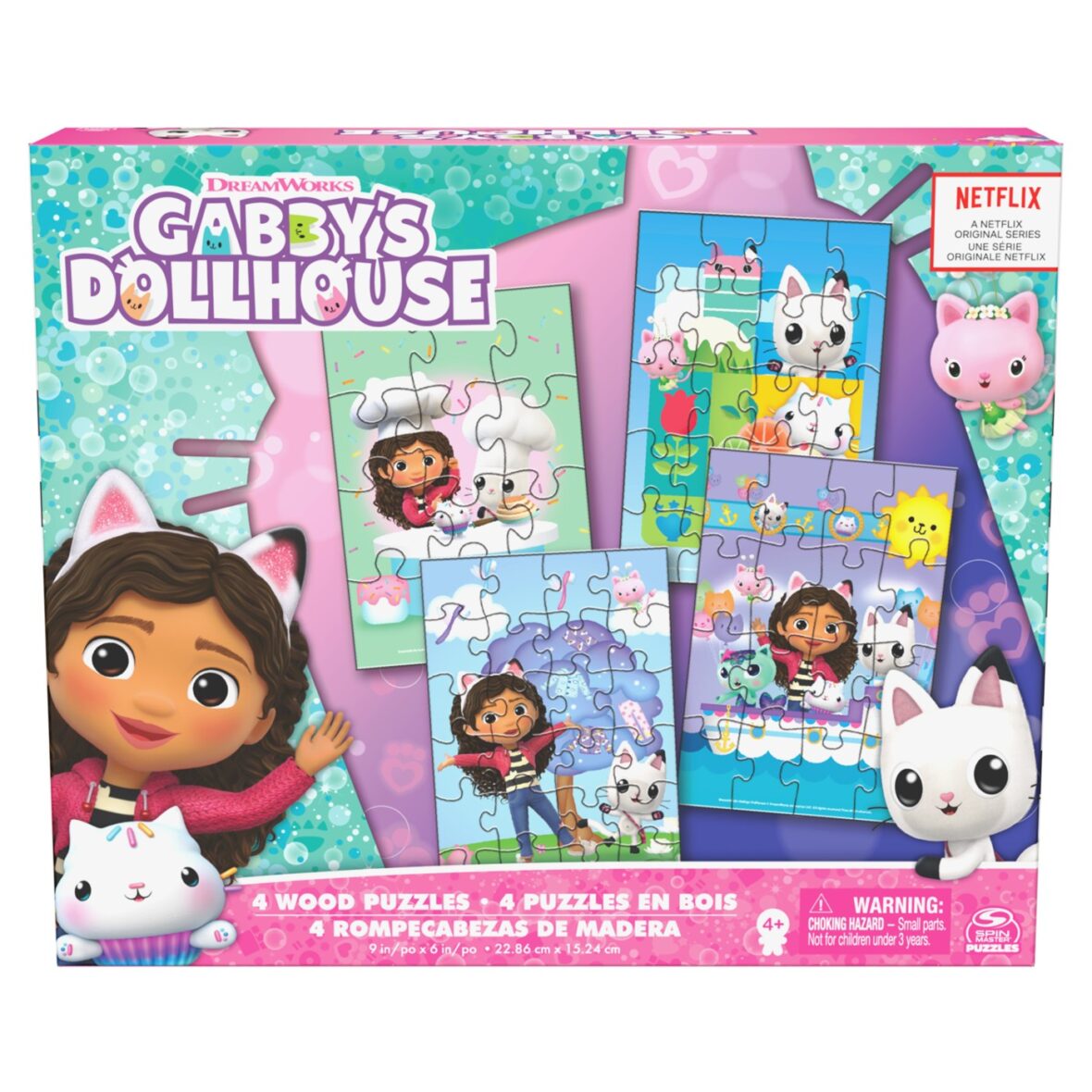 Gabbys Dollhouse Set 4 Puzzle Din Lemn