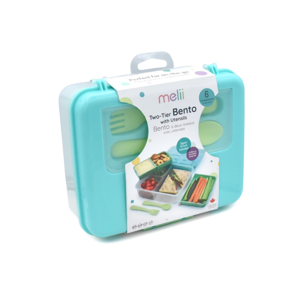 Cutie Pranz Bento 2 Nivele Cu Tacamuri Melii Blue Mint Lime