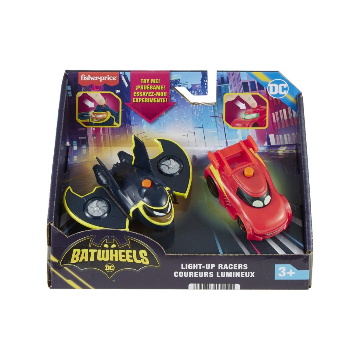 Fisher Price Batwheels Set 2 Masinute Cu Lumini Redbird Si Batwing Scara 1:55