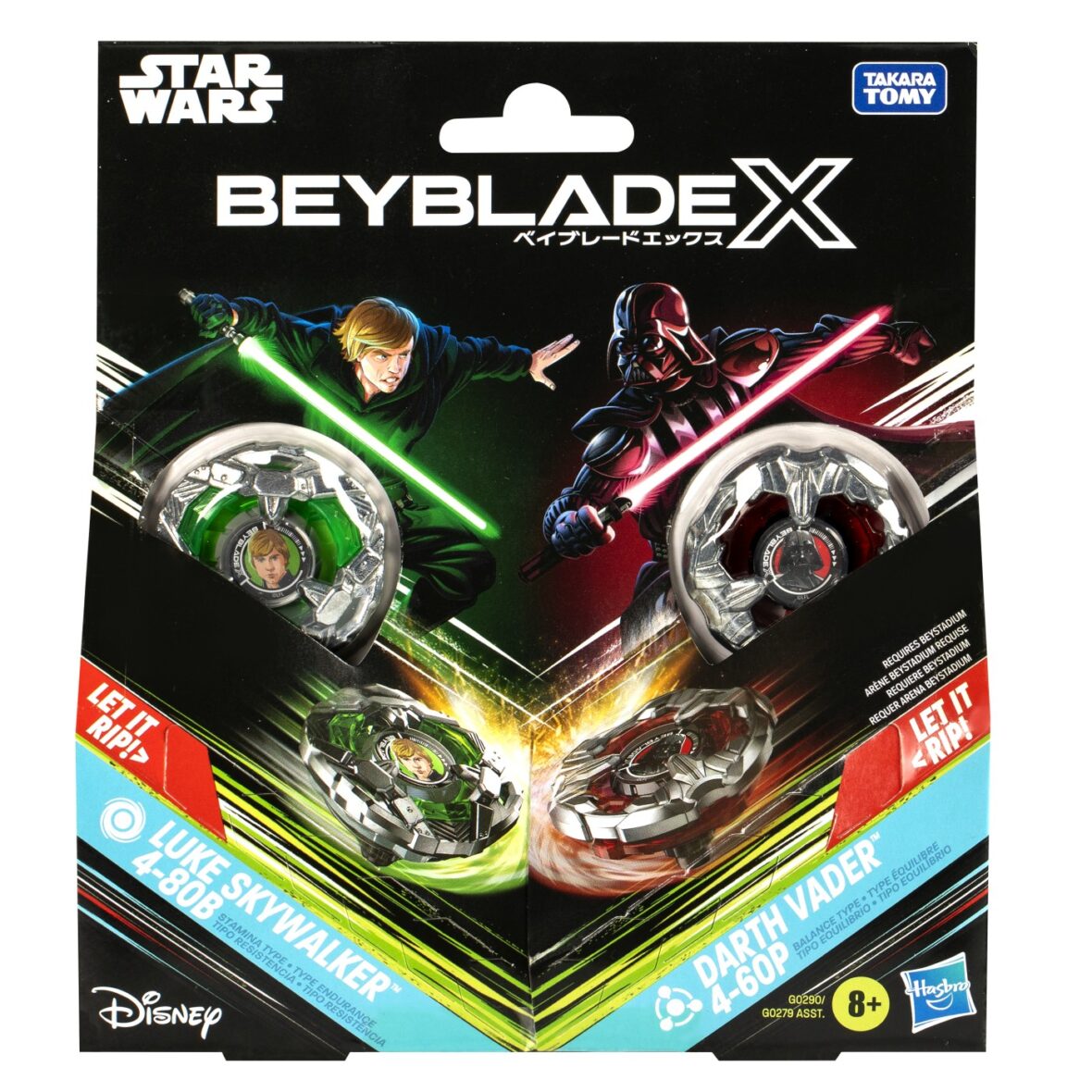 Beyblade X Star Wars Pachet Duo Luke Skywalker 4-80b Si Darth Vader 4-60p