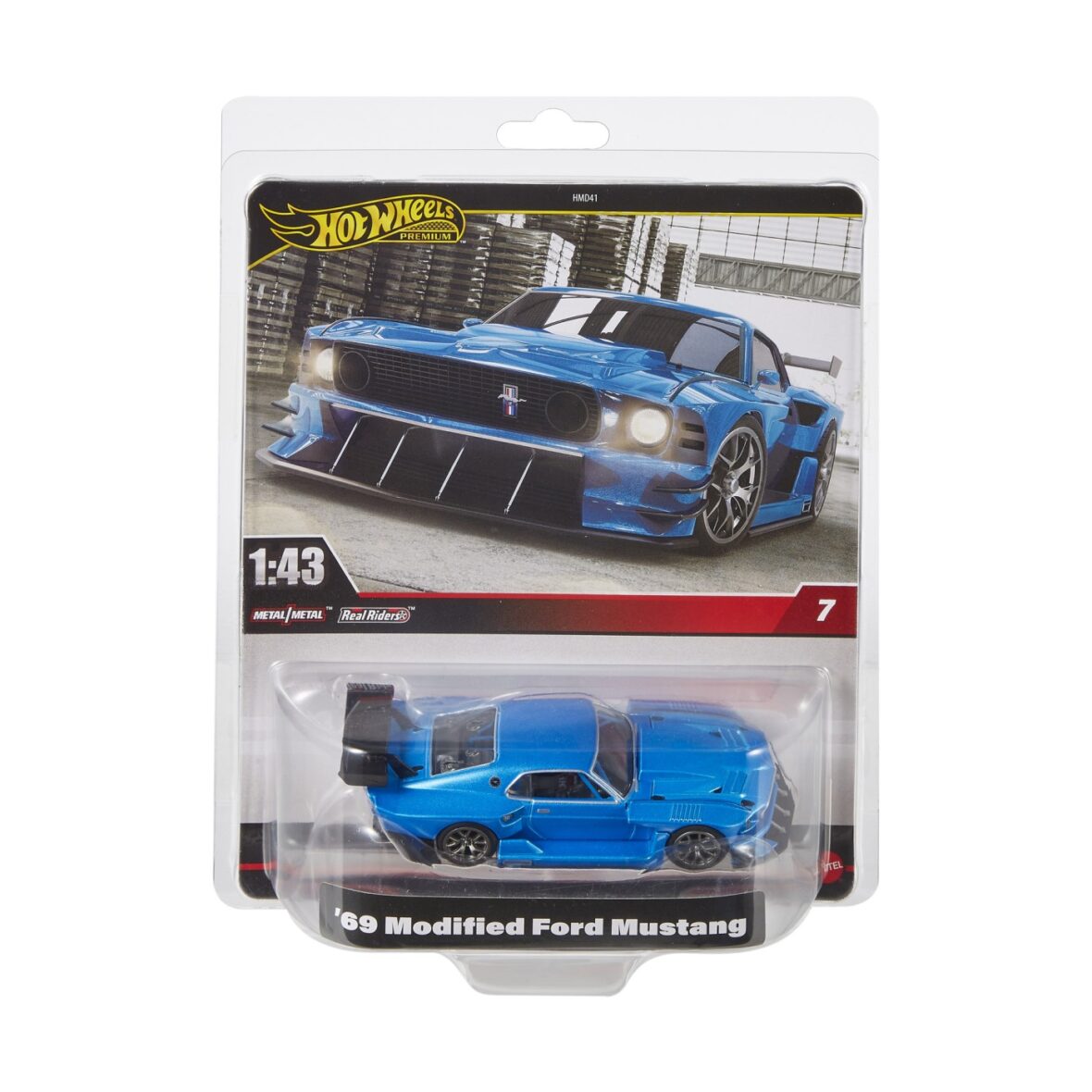 Hot Wheels Premium Real Riders Masinuta Metalica Modified Ford Mustang 69 Scara 1:43