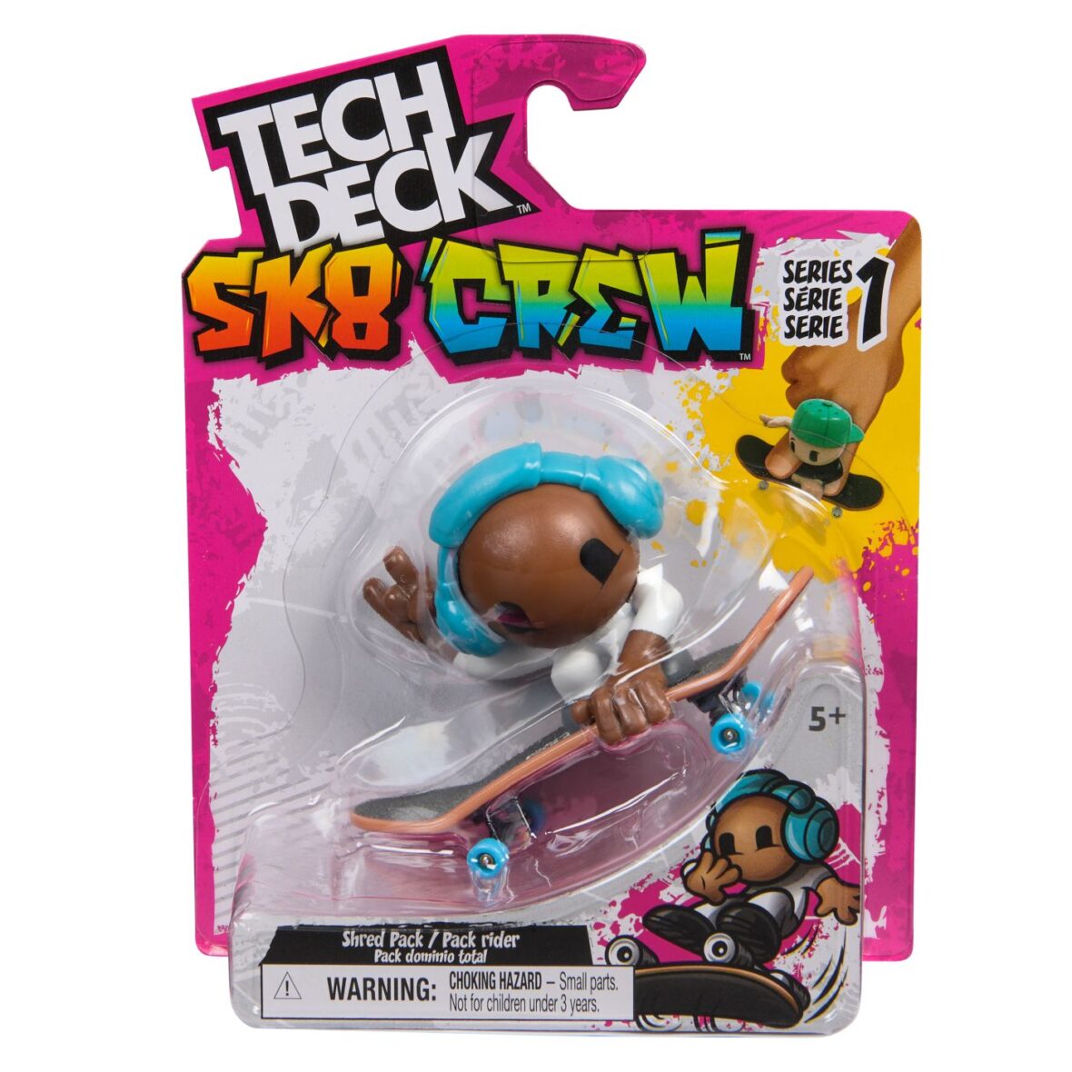 Tech Dech Sk8 Crew Pachet Placa Si Figurina 9.6cm Casti Albastre