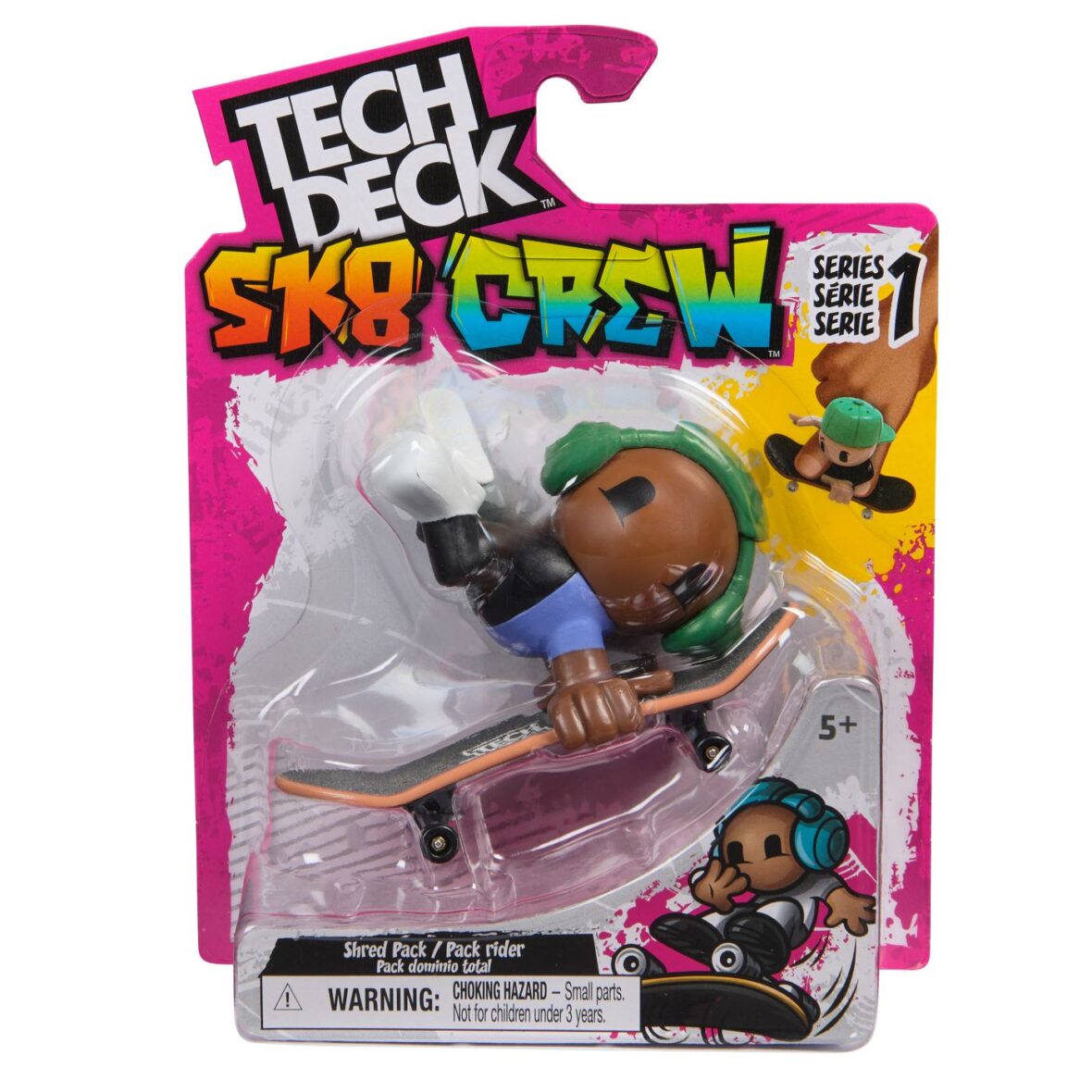 Tech Dech Sk8 Crew Pachet Placa Si Figurina 9.6cm Casti Verzi