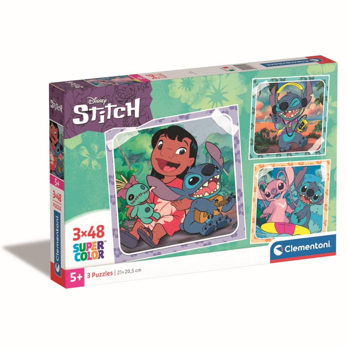 Puzzle Super Color Disney 3×48 Stitch Clementoni